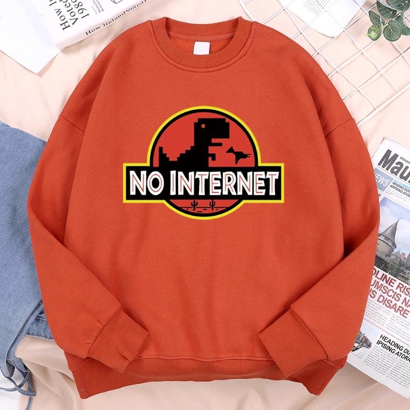 Kein Internet Lustiger Kleiner Dinosaurier Hoodie Herren Herbst Fleece Sportbekleidung Bequemer Persönlichkeits-Hoodie Locker Fleece-Kleidung Pullover & Lange Ärmel Herren