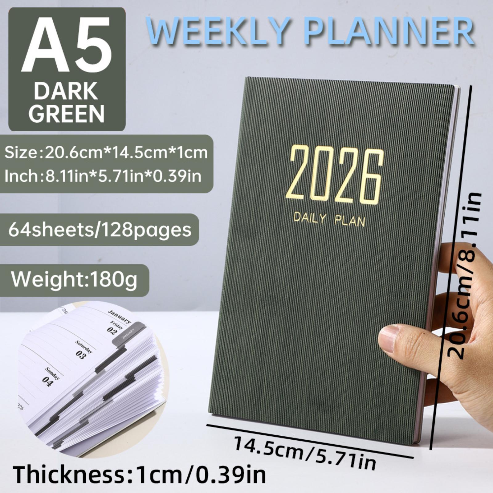 English Note-taking And Scheduler, A5 Daily Planner, Pocket-sized Portable Notebook, 365-day Weekly Planner One Size