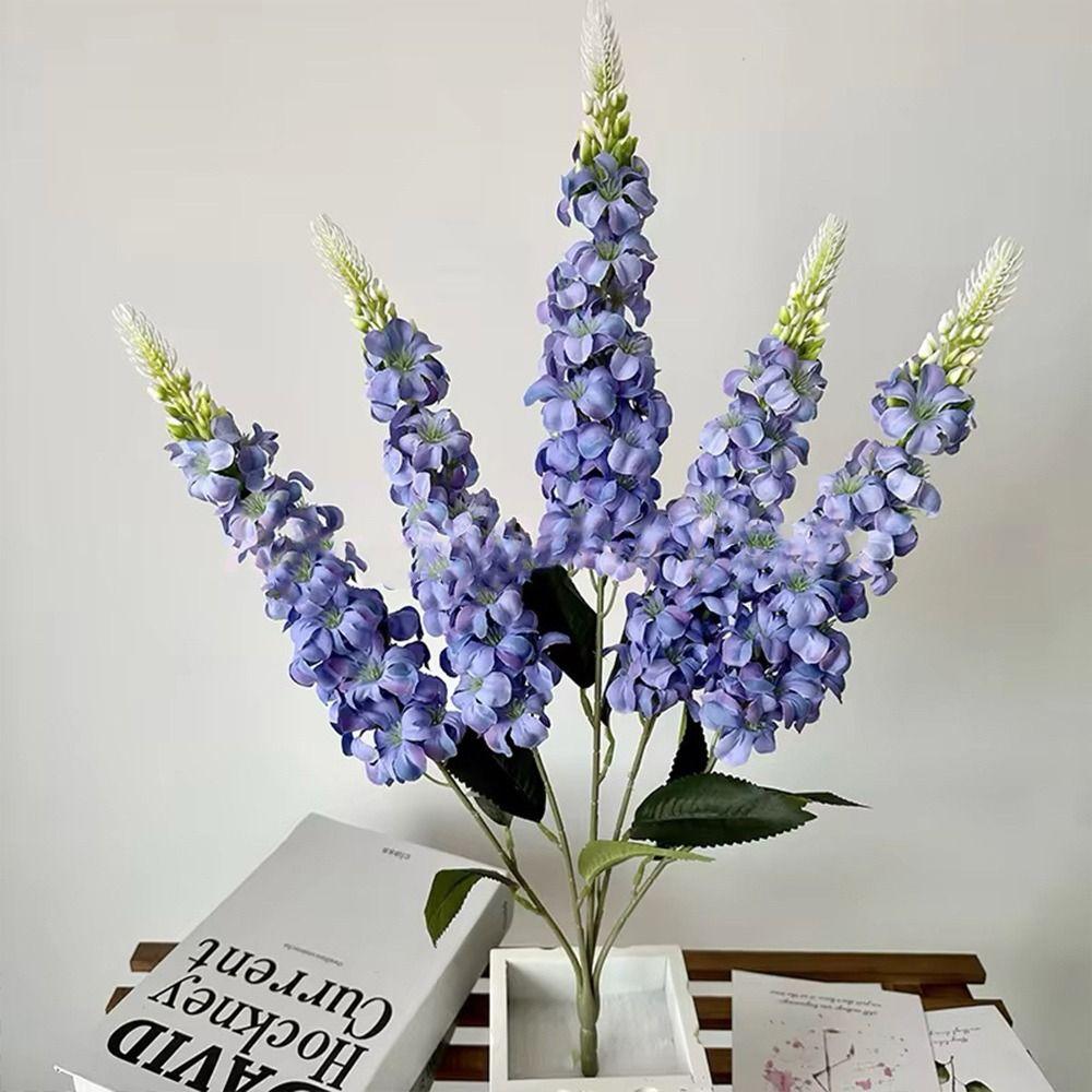 5 Stems Hyacinth Artificial Flowers Multicolor Fake Delphinium Flowers  Party Supplies