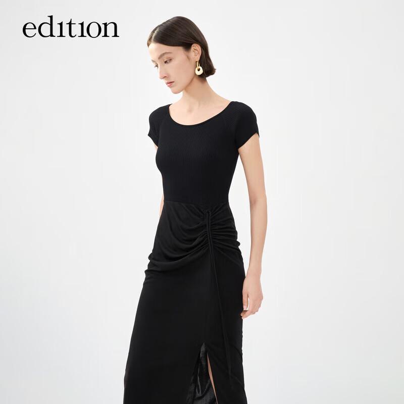 Edition Women's Spliced Short Sleeve Little Black Dress