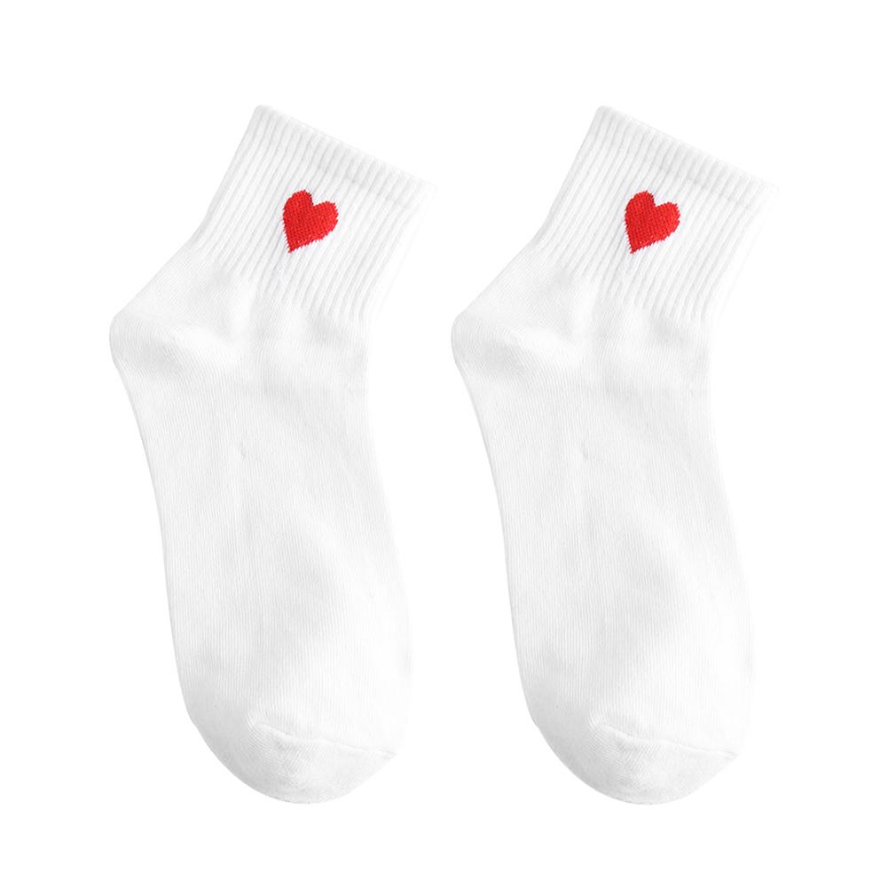 

Жіночі одноколірні дихаючі бавовняні еластичні шкарпетки в формі серця кохання TOPMART One Size білий