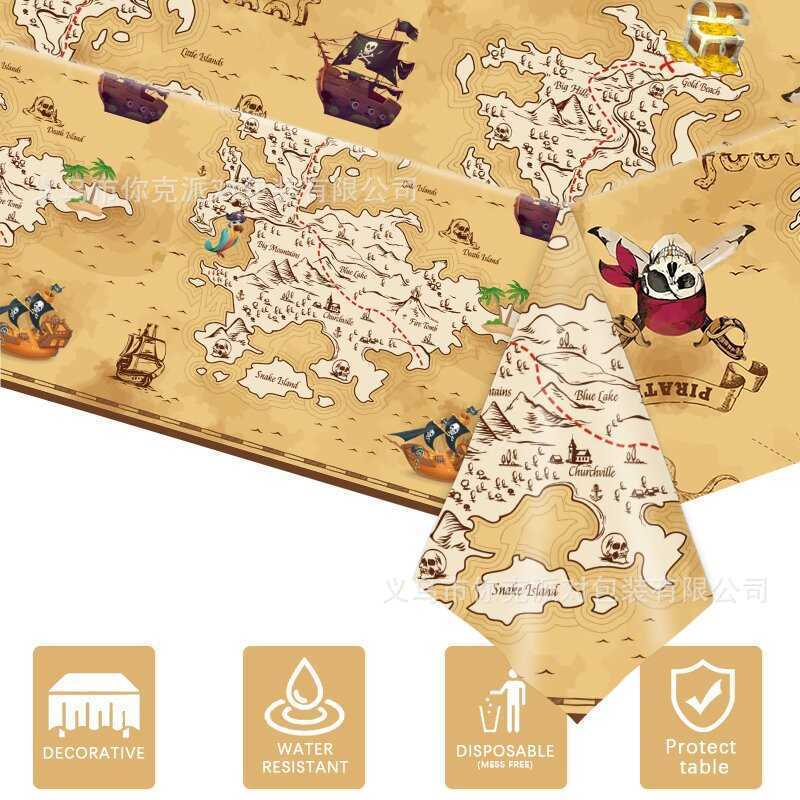 Pirate Maps, Treasure Maps, Pirate Ships, Disposable Tablecloths, Party Theme Scene Decoration Supplies