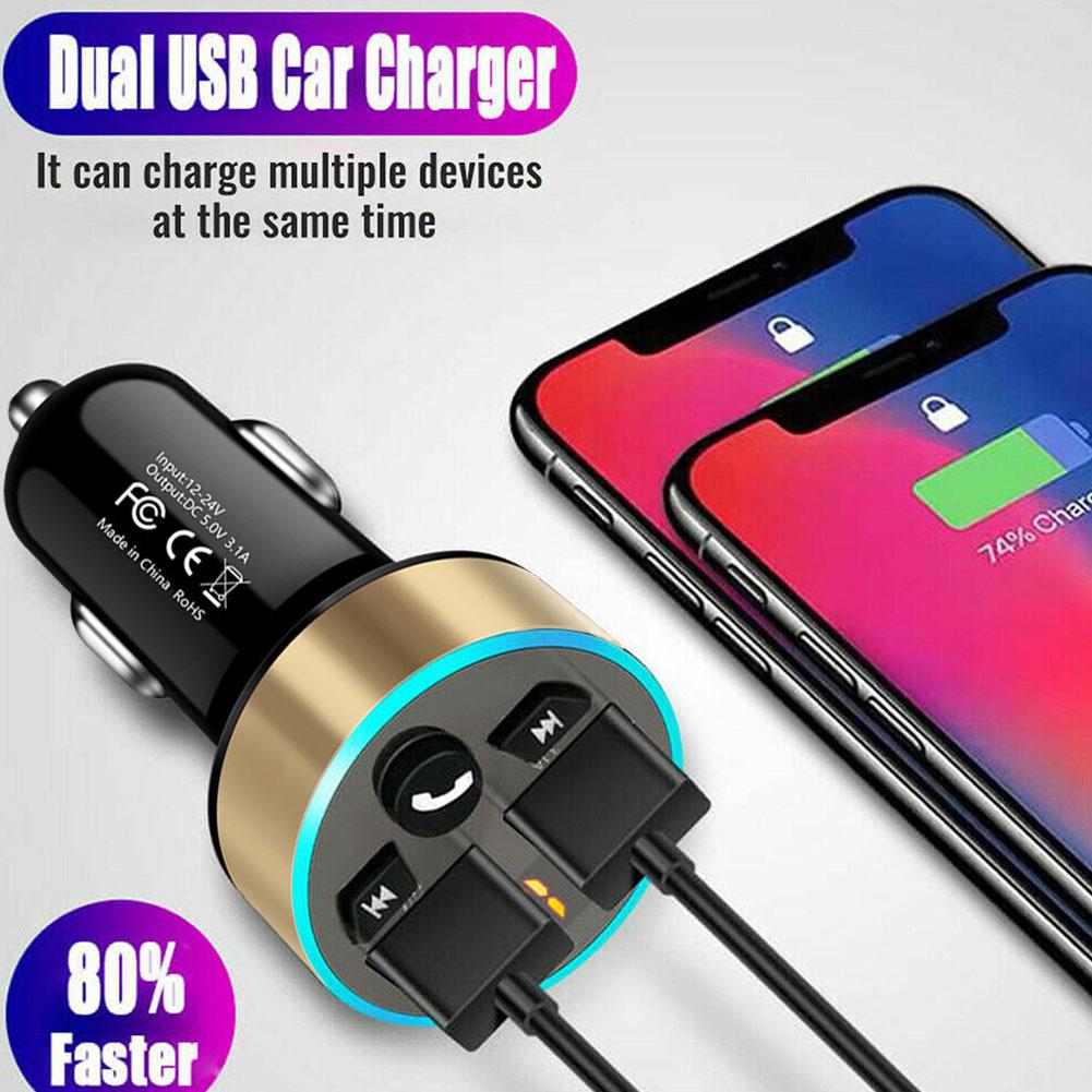 

Автомобильное зарядное устройство QC3.0 FM-передатчик Bluetooth MP3-плеер Dual USB Быстрая зарядка Комплект громкой связи FM-модулятор Автомобильные аксессуары серебряный