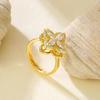 Women's Four-Leaf Clover Rotating Zircon Ring - Elegant Style