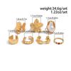 Vintage Flower Pearl Gold Plated Adjustable Ring Set for Women Open Finger Elegant Design  for Gifts and Special Occasions