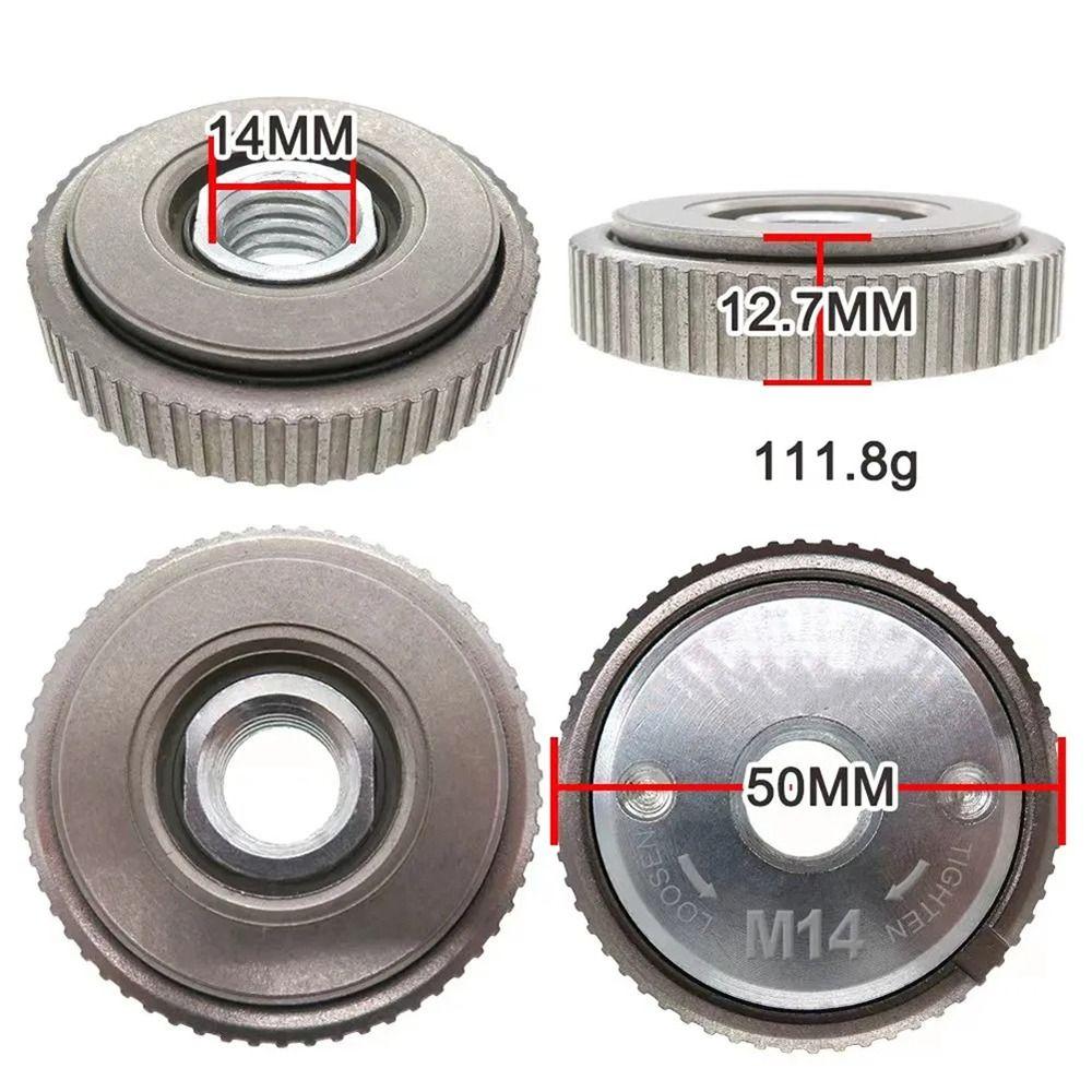 1Pcs M14 Thread Angle Grinder Flange Nut Inner Outer Power Chuck Top Self-locking Pressure Plate Alloy Quick Release