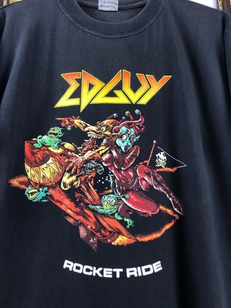NEW Edguy Band Rocket Ride Heavy Cotton Black T Shirt S-5XL For Fans SE877 Unisex T-Shirt XXL