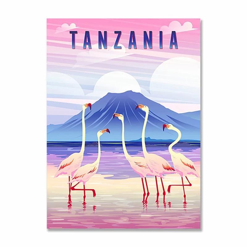 Nordic Vintage Metal Tin Signs Travel Cities Posters Turkey Dubai Tanzania Landscape Retro Plate Home Wall Decor Room Decoration