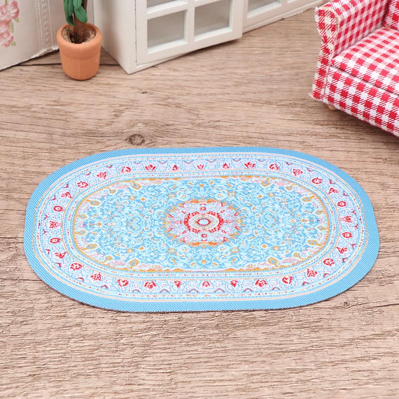 1:12 Puppenhaus Miniatur runder Bodenteppich, ovaler Teppich, Bodenmatte, Modell, Schlafzimmer, Wohnzimmer, Dekor, Spielzeug, Puppenhauszubehör