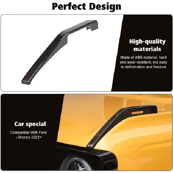 Front Hood Hinge Trim Cover Decor Carbon Fiber Exterior For + Ford Bronco