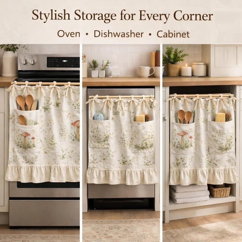 Ruffled Trim Oven Curtains Handmade Kitchen Oven Curtains New Stove Curtains  Rustic Kitchen