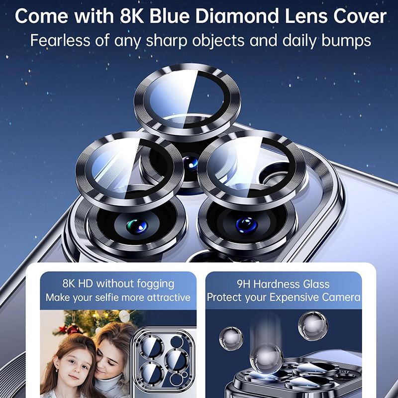 Magnetic Phone Cases with Camera Lens Protector for iPhone 15 Pro Max 14 Plus 12 13 11 Mobile Case Clear Black Slim Shell Cover