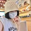 Hat Summer Women's Summer New Knitted Hollow Bucket Hat Showing Face Small Bucket Hat Sunscreen Visor