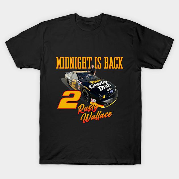 

Men Black Print T-shirt Rusty Wallace 2 | Midnight Is Back No-Cut Transfer Paper Print Cotton Tshirt M