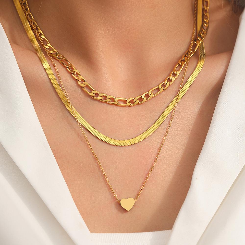 Exaggerated Heart Pendant Multi-Layer Necklace - Light Luxury, Unique Style
