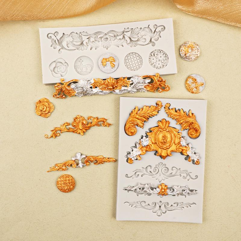 Embossed Retro Floral Vine Silicone Mold for Cake Decoration