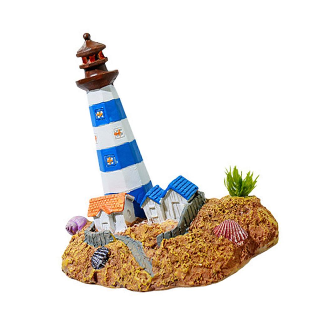 Landscape Artificial Lighthouse Landscape Fish Tanks Castle Decorations for Aquariums Terrarium Shrimp Ornaments