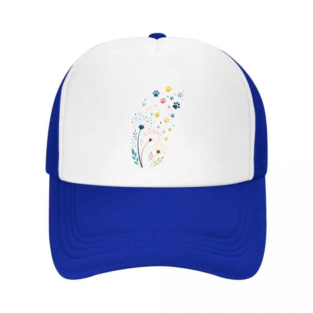 Whimsical Floral Paw Breeze Burst Mesh Baseball Cap Casual Hat Outdoor For Womens Unisex FeUnisex