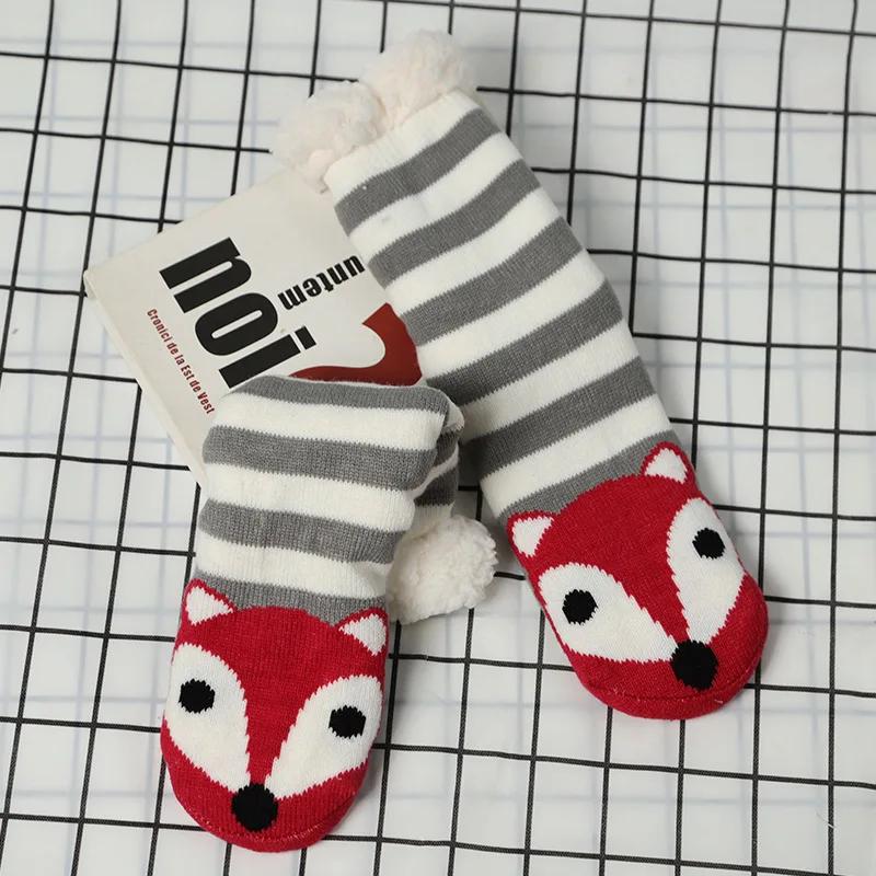 Fuzzy Thermal Socks Women Winter Funny Cat Dog Sloth Cute Kawaii Non Slip Cartoon Sleeping Soft Comfy Female Floor Slippers Sock