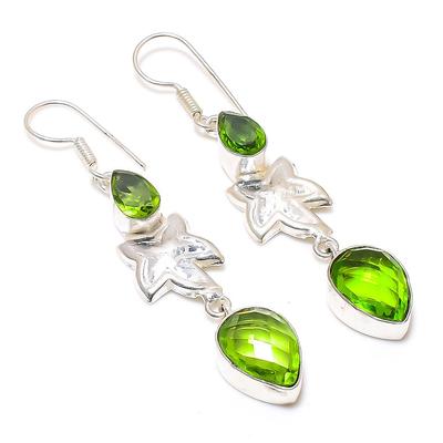 Peridot Gemstone 925 Sterling Silver Jewelry Earring 2.64 " S8d29