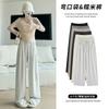White Gray Curved Pocket Glutinous Rice Pants Women's Pants Spring and Autumn New Drape Lazy Casual Pants Straight Small Wide-leg Pants