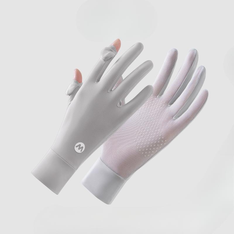 

Новые солнцезащитные перчатки для женщин Ледяной шелк Велосипедные Тонкие Противоскользящие Дышащие Устойчивые к УФ-лучам Летние перчатки для вождения с открытыми пальцами One Size