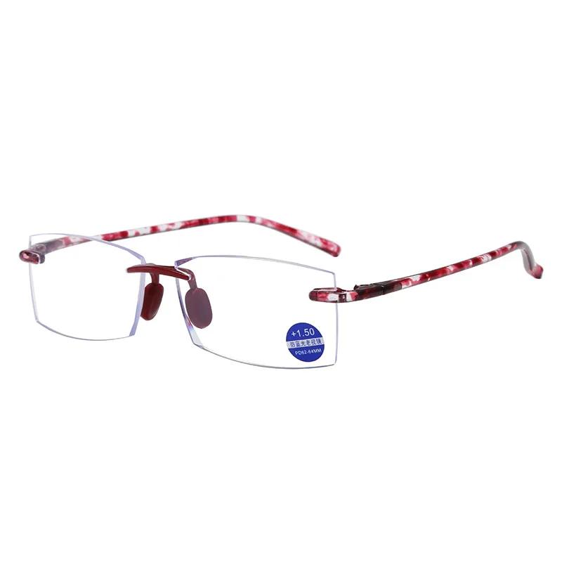 

Frameless Cut Edge Reading Glasses TR Business Anti Blue Light Reading Glasses Simple Spring Eyeglass Legs Accessories 100 красный
