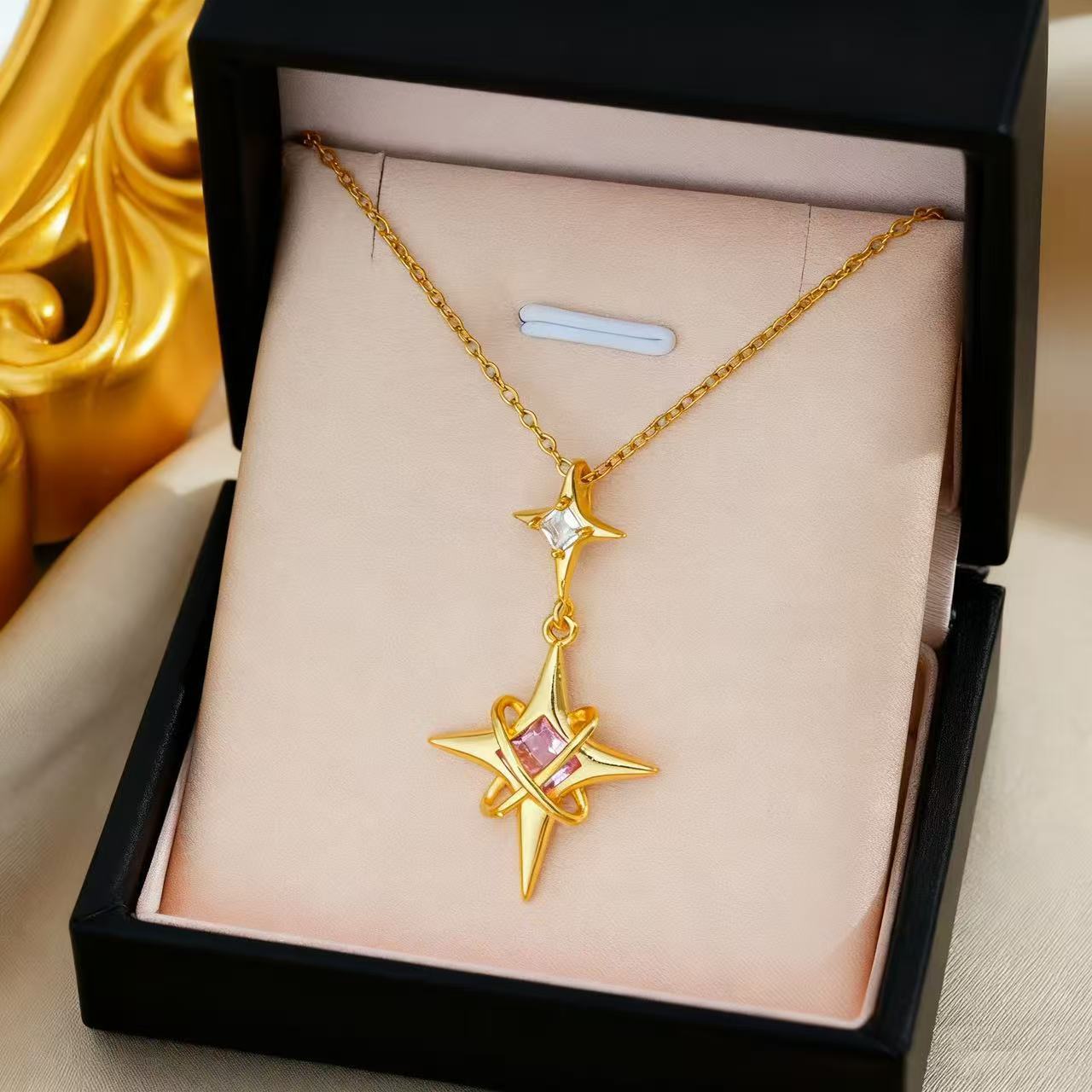 

Sweet And Edgy Cosmic Star Titanium Steel Necklace For Women Luxury Elegant Pendant Chain Versatile Accessory