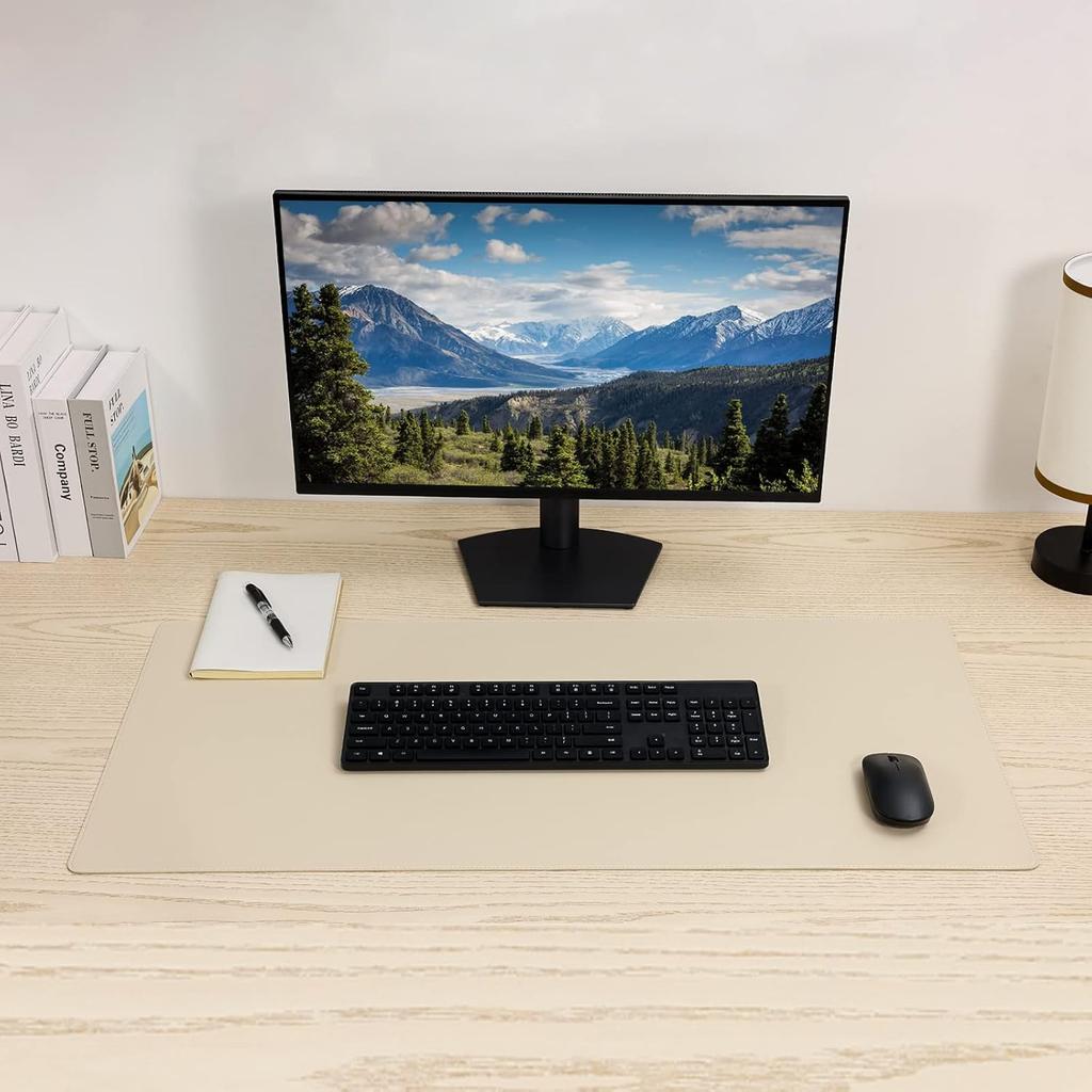 Leather Desk Pad Blotter,Wolaile 36x17 inch Big Keyboard Mouse Pad,Waterproof Non-Slip Writing Desk Computer Mat Desktop Protector for Office