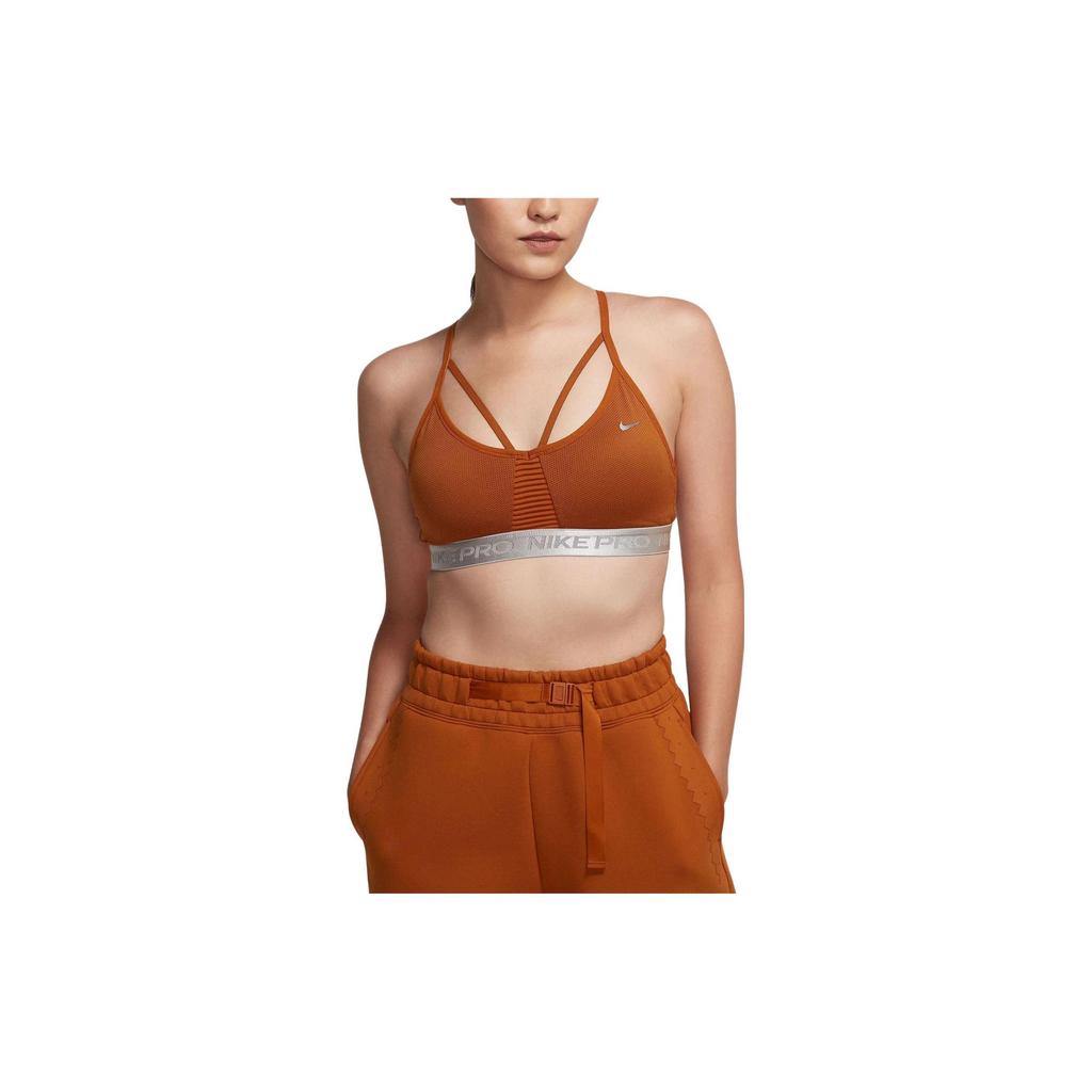 Nike Logo Letter Print Spliced Sports Bra Women Underwear Brown BV6343-857