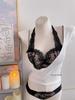 French Pure Desire Lingerie Set: Halter Lace Bra & Beautiful Back Anti-Sagging Bra