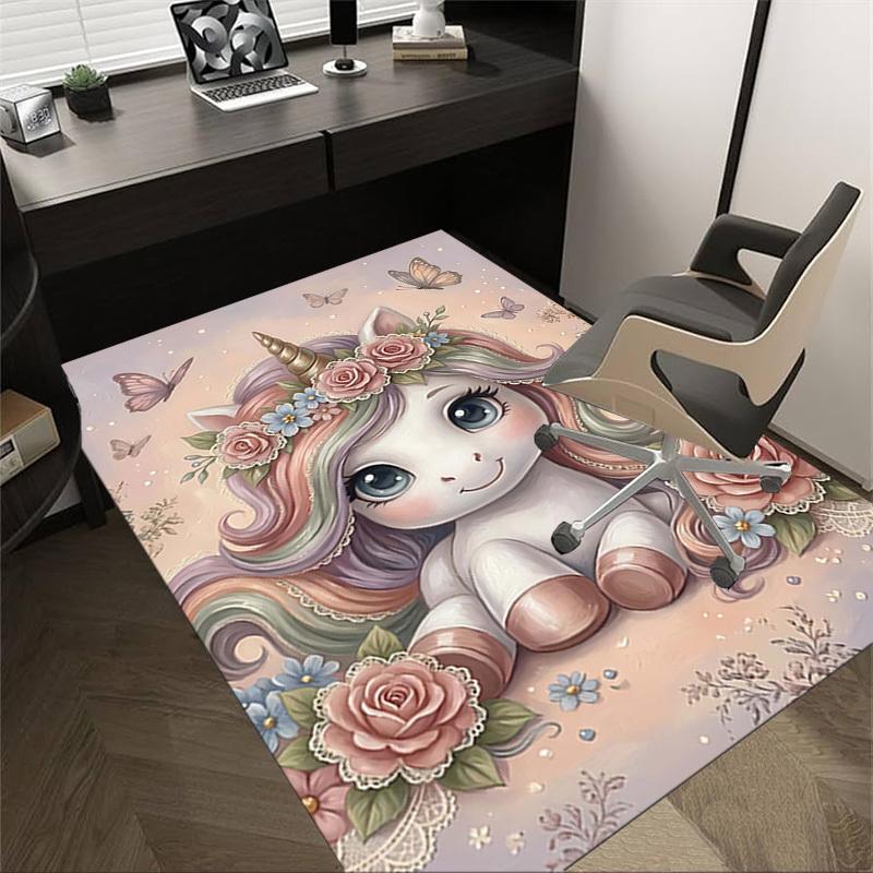

1PC Unicorn Flowers Non-Slip Floor Carpet Compatible for Office&Living Room&Bedroom&Dining room - Soft & Pattern-G0392 60cm by 90cm