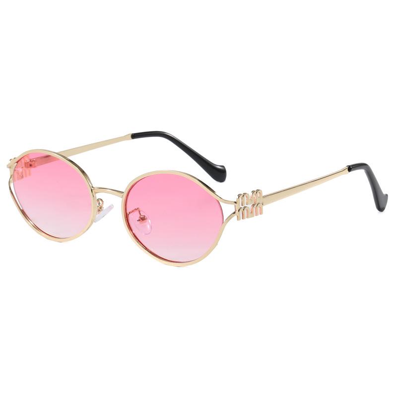 High-End 2026 European & American Women's UV Protection Oval Metal Sunglasses