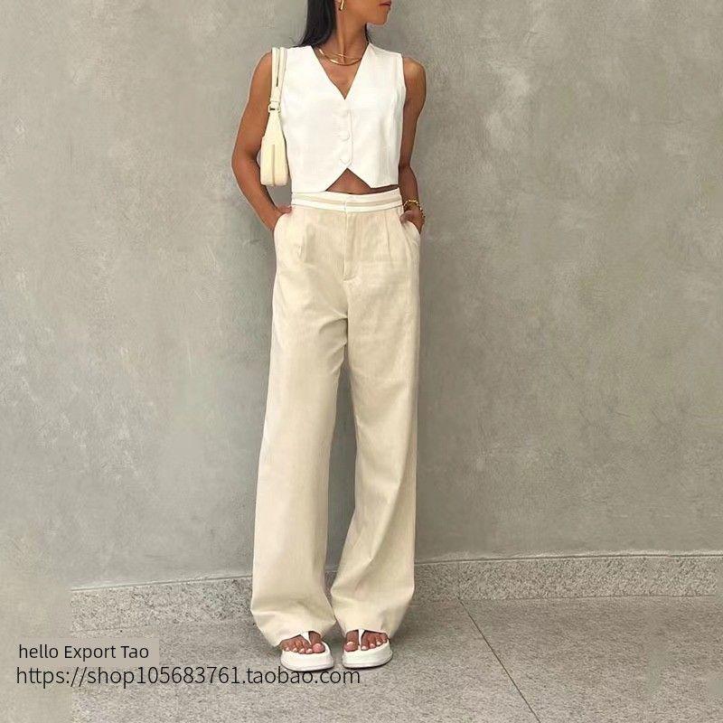 Fashion Wind Summer New Fashion Casual Silm Vest Pants Suit Tank Top and Pants Set