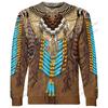 Vintage Native Feather 3D Print Long Sleeve Crew Neck T-shirt Men Women Fashion Tops Tees Harajuku Tshirt Mens Clothing