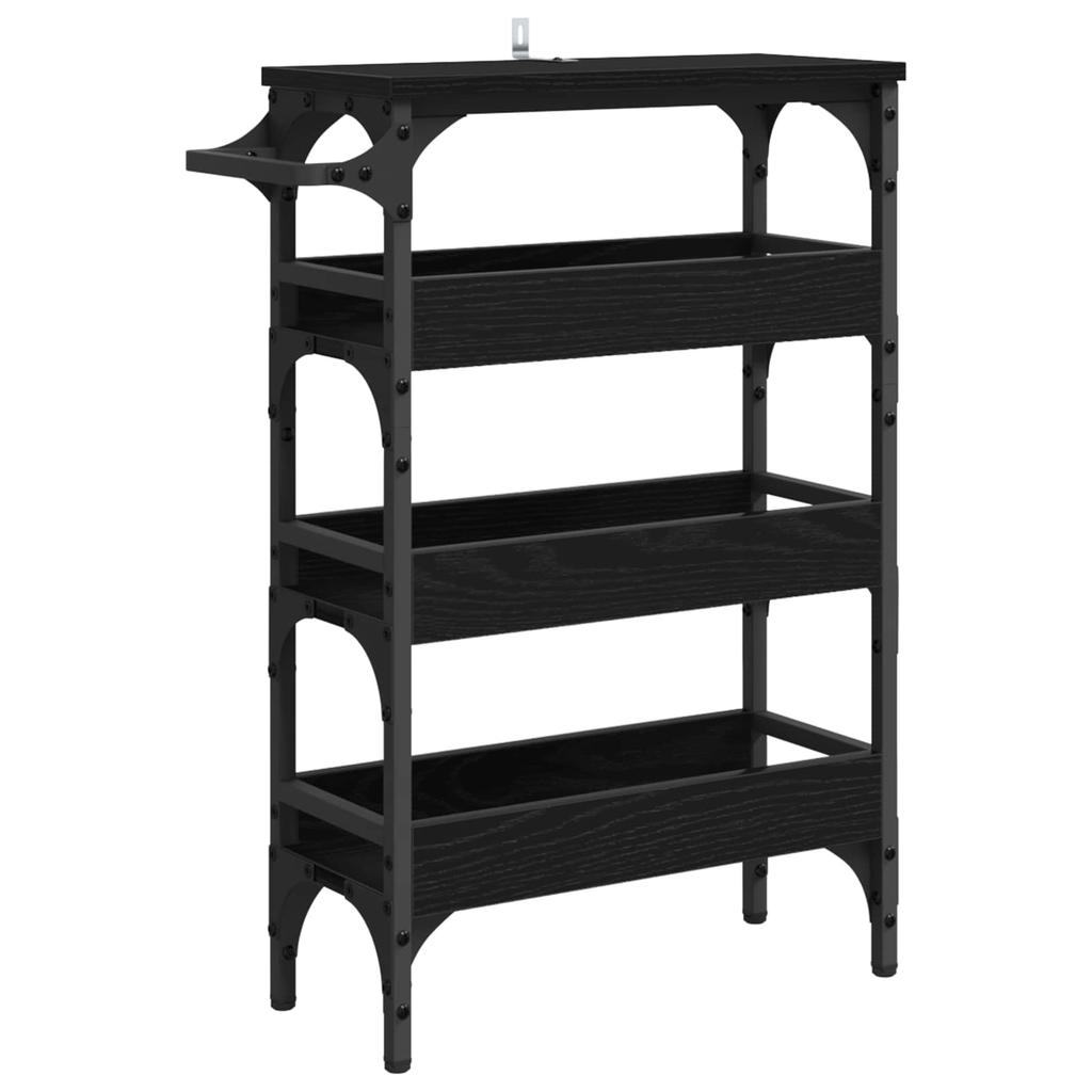 Kitchen Trolley Black Oak Effect 53 X 20 X 76 Cm