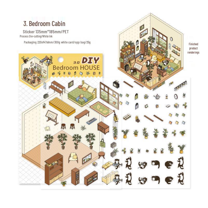 

Сумеречные миниатюрные ландшафтные наклейки: Теплый Ветер и Нежное Солнце 3D Коттеджи Тихая Книга