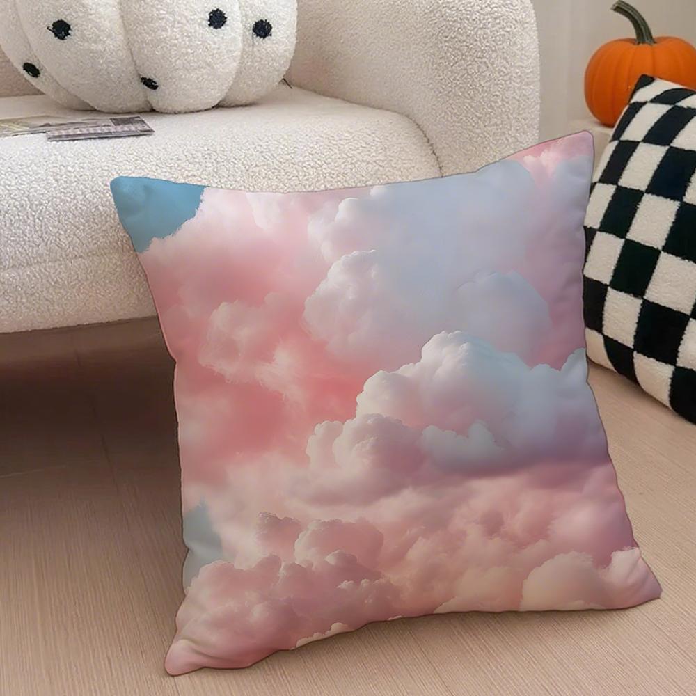 Ffufu Fluffy Clouds Cushion Cover Throw Pillow Cover Hidden Button Durable Polyester Chair Cushion
