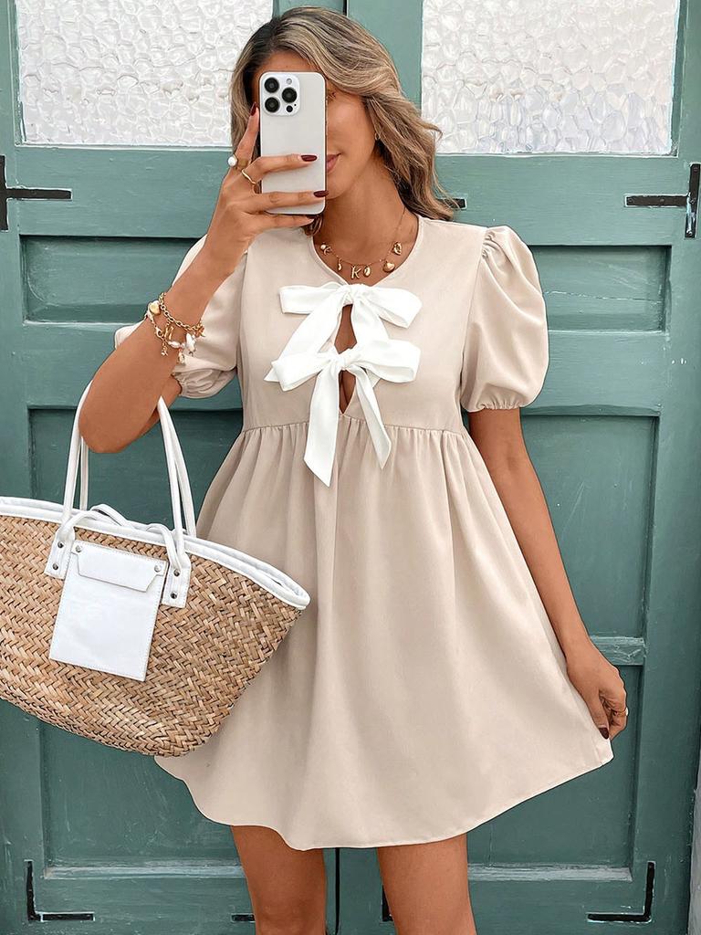 Women's Autumn New Dress One-Shoulder Solid Color Waist Slim Fit A-Line Dress