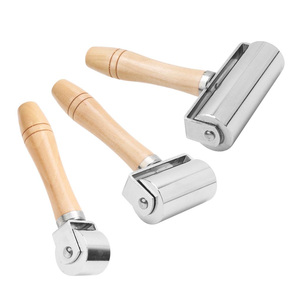 Leather Roller Leather Press Roller DIY Leather Craft Wooden Handle Rolling Tool Silver Leather Press Roller