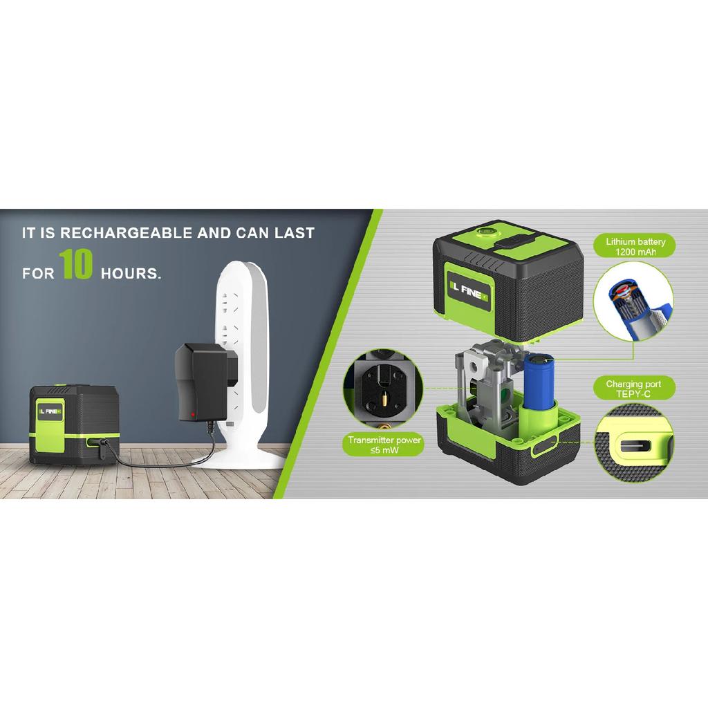 Lfine Laser Level 2 Lines Cross Green Level Laser Horizontal Vertical Nivel Laser Automatic 360°Self-Leveling Laser Level Tools