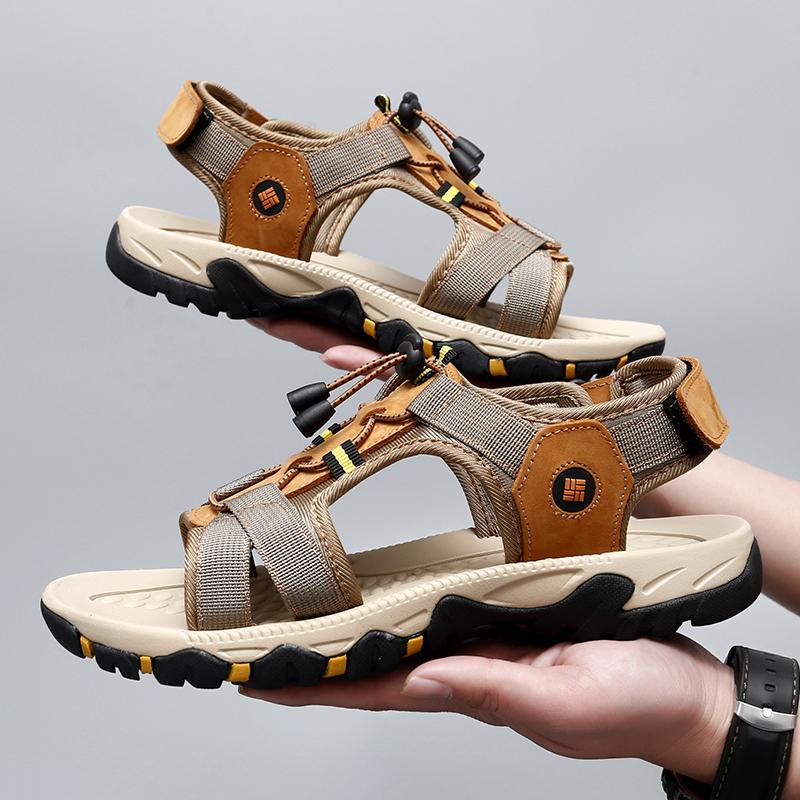 Vyriški basutės juodos odos Gladiator sandalai lauko lauko vasariniai romėniški sandalai chaki spalvos paplūdimio batai didesnio dydžio