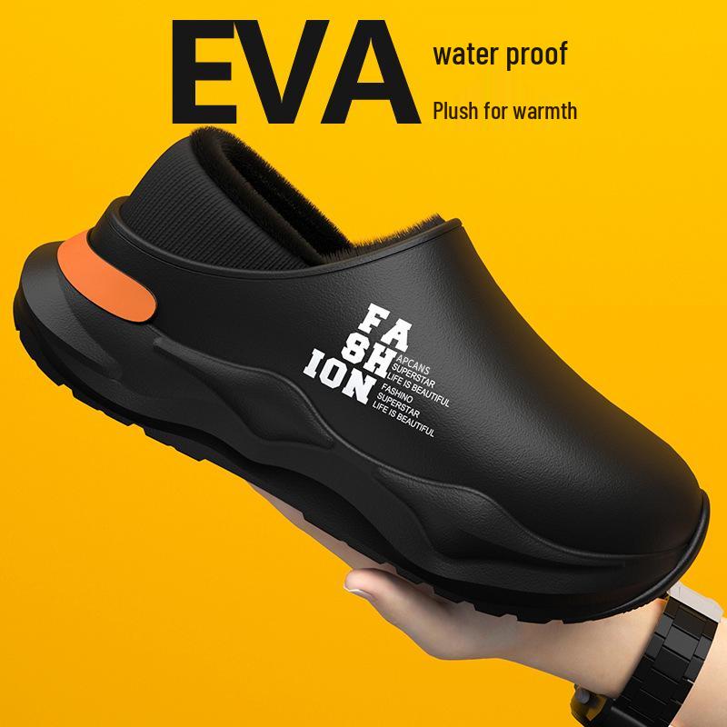 2024 Nové pánské voděodolné bavlněné pantofle s podpatkem - Protiskluzové, odolné proti nečistotám, ideální pro vnitřní/venkovní použití na podzim a v zimě.