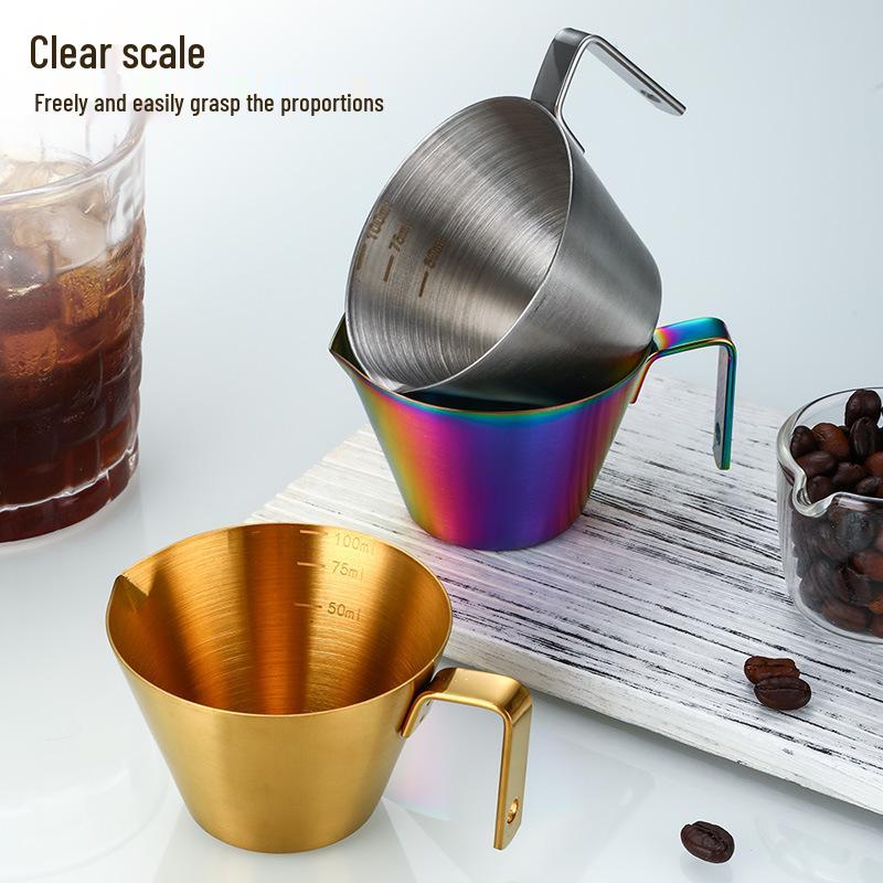 304 Stainless Steel Espresso 100ML Measuring Cup with Scale for Milk & Coffee