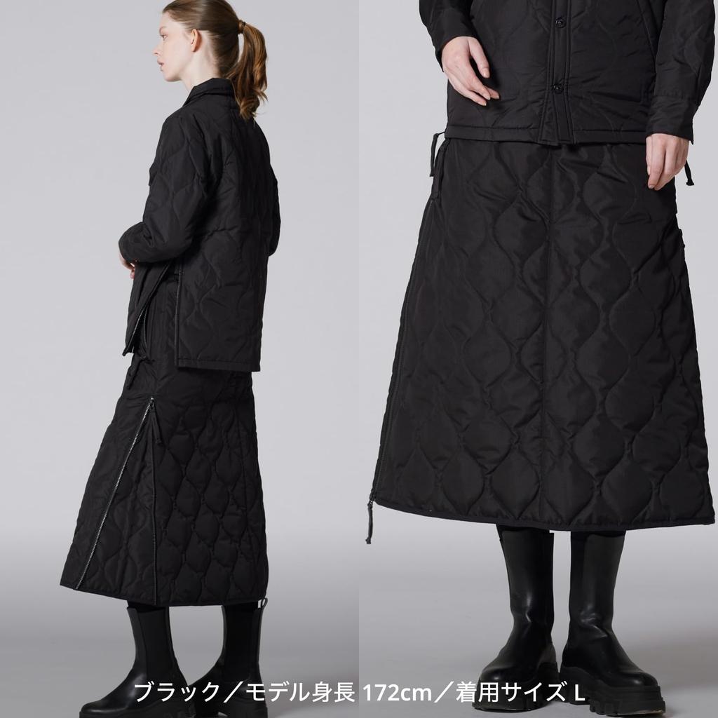 Taion Military Zip Gusset Down Skirt Size L Women's W150SKGZML-1 Black,