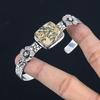 Natural Psilomelane Dendrite Bangle Flower Adjustable 925 Silver For Women