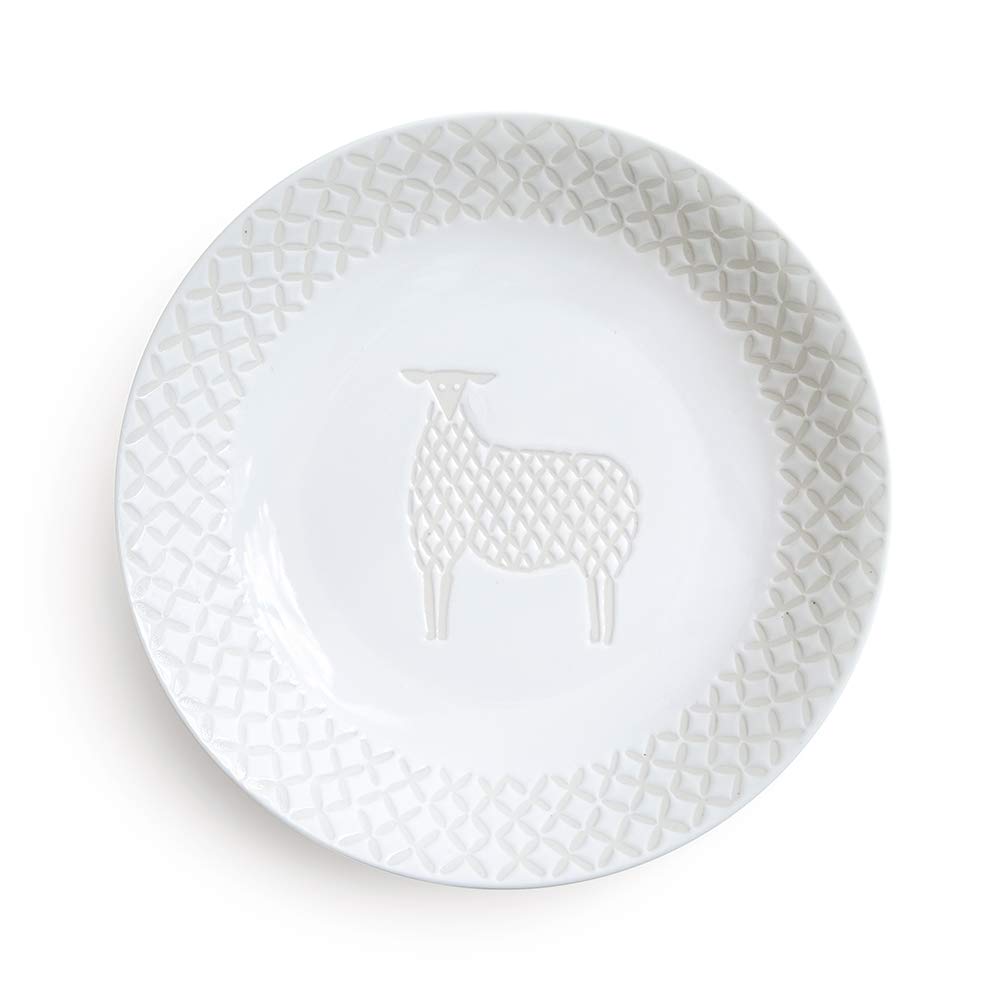 

natural69 ZUPA white side plate with sheep design natural69 Hasami ware ZUPA white side microwave and dishwasher made in Japanese or other Natural