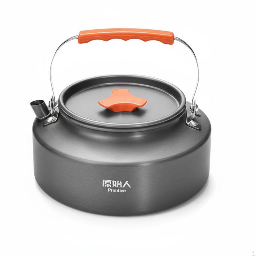 Camping Gear, Portable Kettle, FoodGrade Aluminum, Outdoor Hiking 900ml A Black