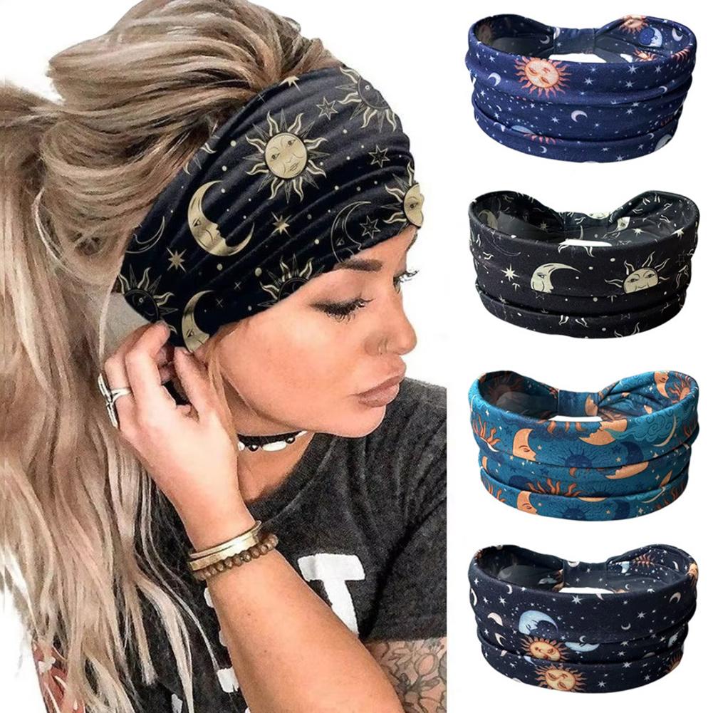 Bohemian Print Knot Turban Headband Soft Elastic Yoga Hair Bandana For Women Men Hair Accessories