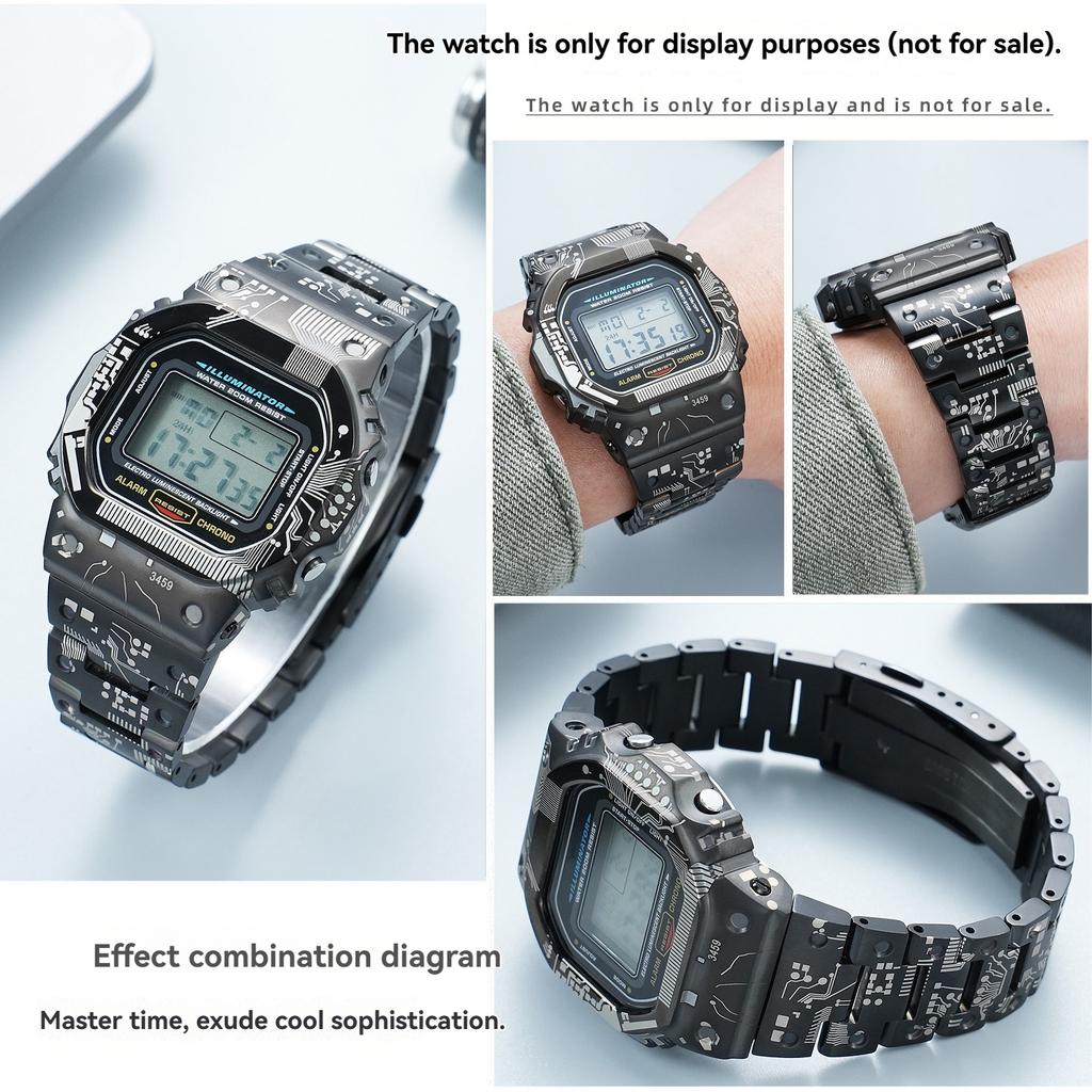 Titanlegierungsarmband+Gehäuselünette für Casio G-Shock DW-5600 GW-M5610 GW-B5600 Mod Kit Edelstahl-Armband-Set Zubehör